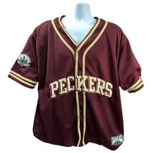 VTG Y2K Steve & Barrys PECKERS Button Up Sewn Baseball Jersey XXLFunny